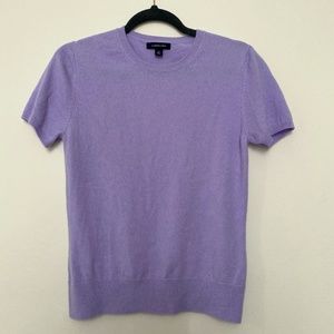 Land's End Lavender Purple Cashmere Short Sleeve Sweater Shirt NWOT